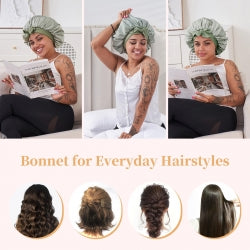 Silk Bonnet For Sleeping Women, Satin Hair Bonnet For Sleeping For Wavy Curly Natural Hair Women Men
