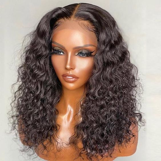 Frontal Human Hair Double Suction Water Wave BOB Wig