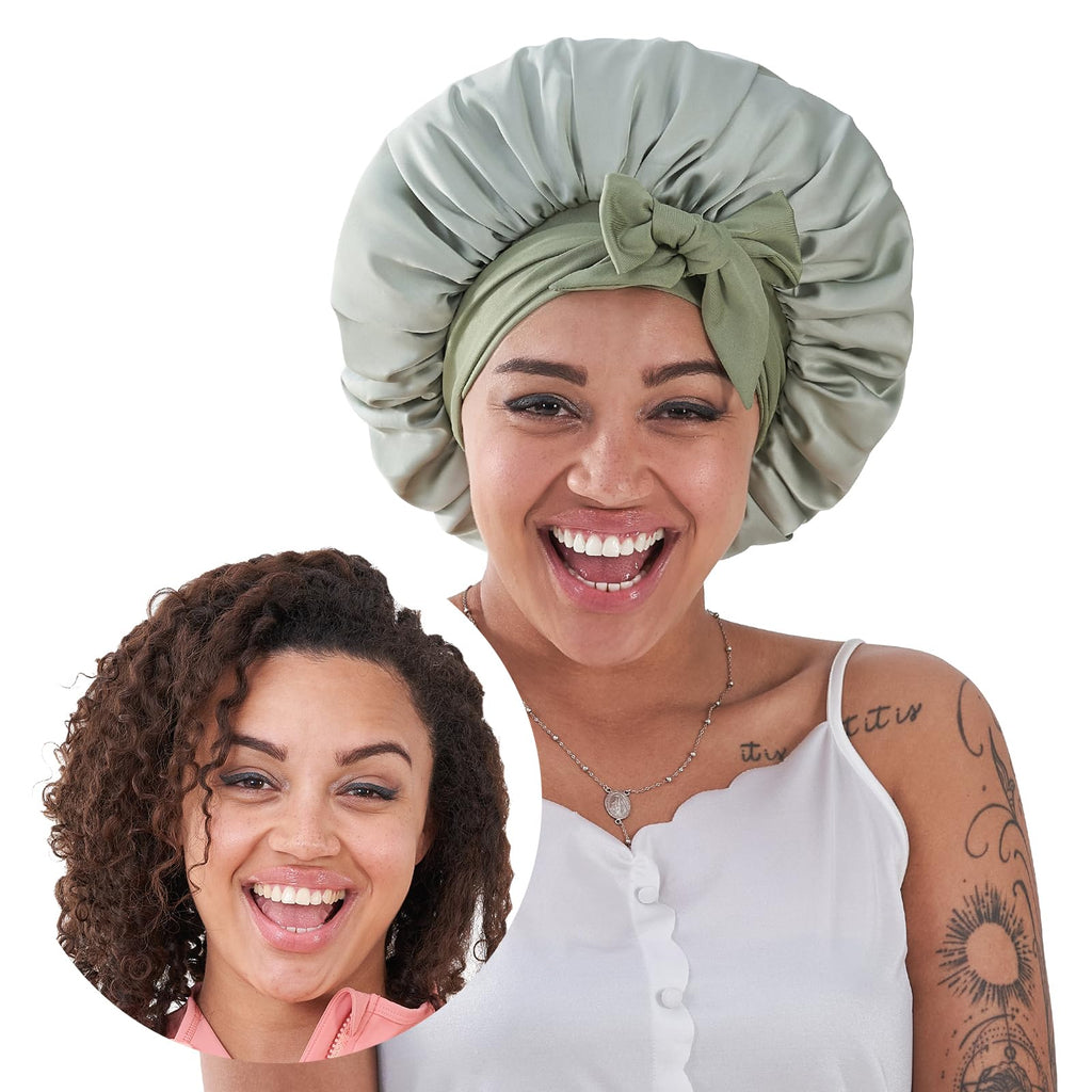 Silk Bonnet For Sleeping Women, Satin Hair Bonnet For Sleeping For Wavy Curly Natural Hair Women Men