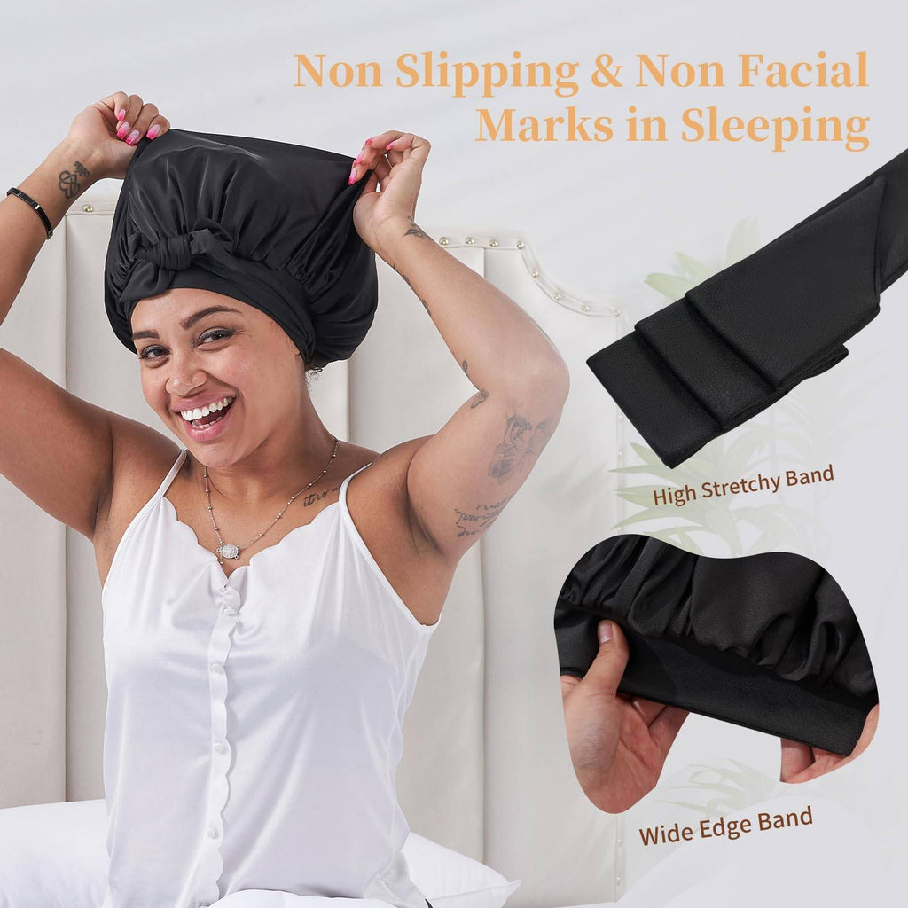 Silk Bonnet, Satin Hair Bonnet For Sleeping For Wavy Curly Natural Hair