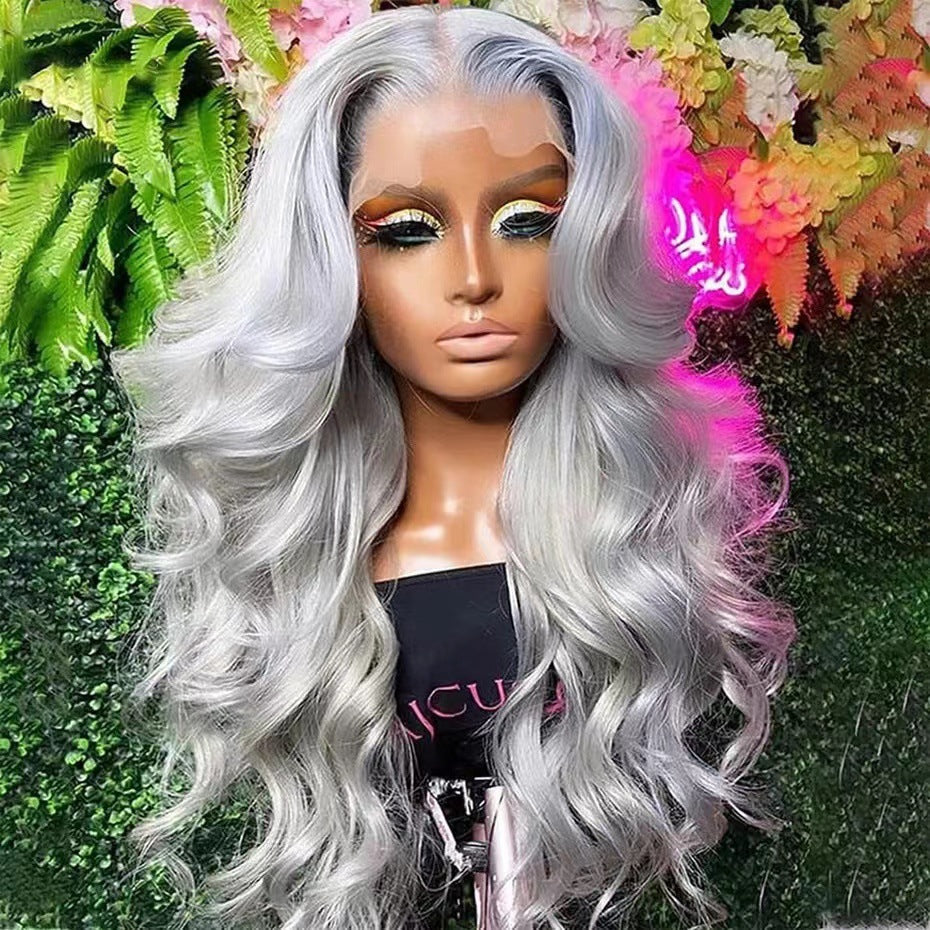 Front Lace New Long Curly Hair Lace Big Wave Multi-color Wig