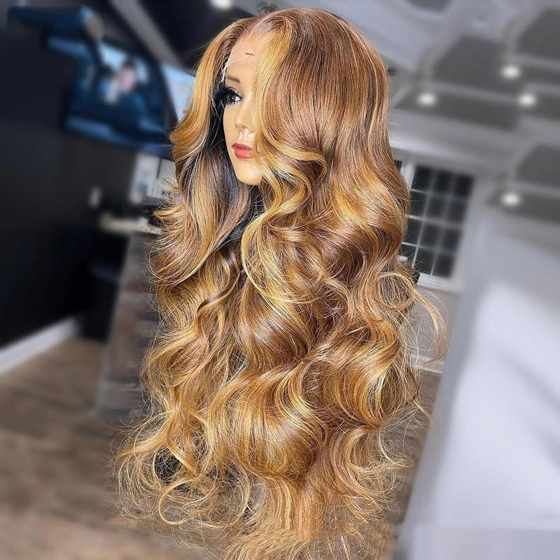 Honey Blonde Body Wave Lace Front Pre Plucked Highlight Wig