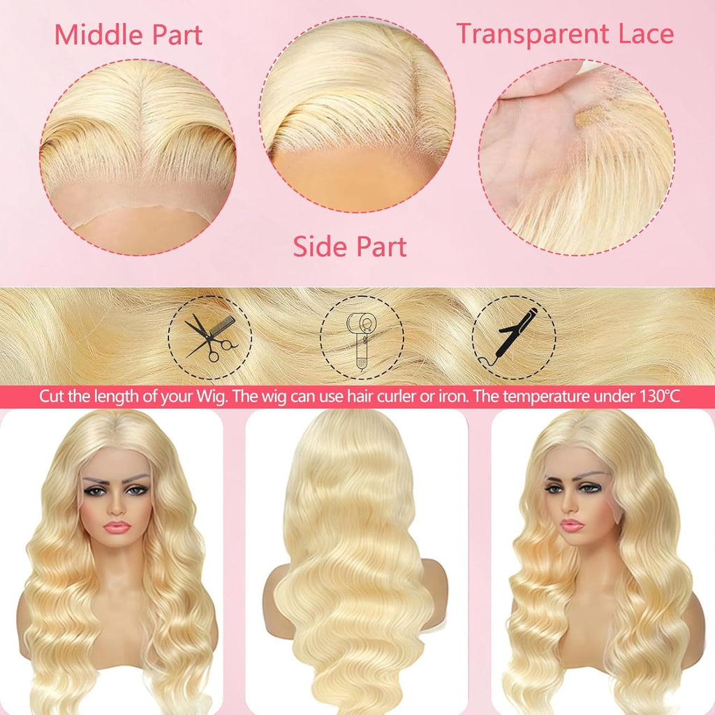 Hand-woven Front Lace Human hair Wigs Golden Big Wave Long Curly Hair
