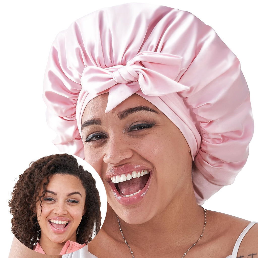 Silk Bonnet For Sleeping Women, Satin Hair Bonnet For Sleeping For Wavy Curly Natural Hair Women Men