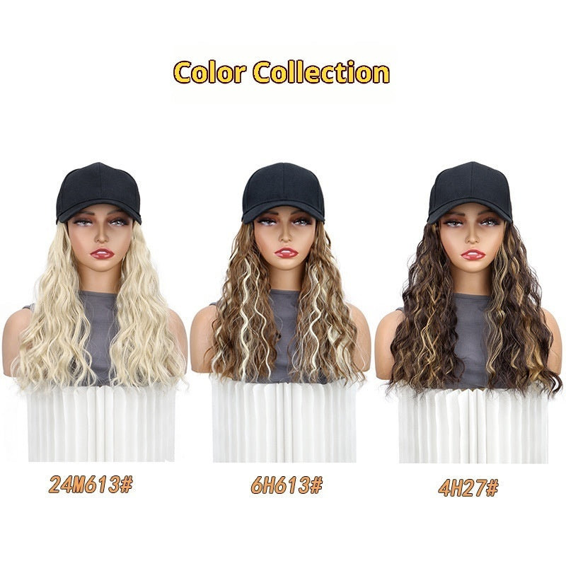 Women's Mid-length Hair Peaked Cap With Wig In One
