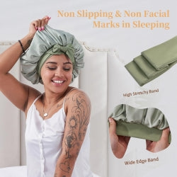 Silk Bonnet For Sleeping Women, Satin Hair Bonnet For Sleeping For Wavy Curly Natural Hair Women Men